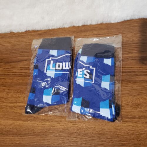 LOWE’S Home Improvement Store Blue Black White Logo Socks New 2 Pairs Men's Lot