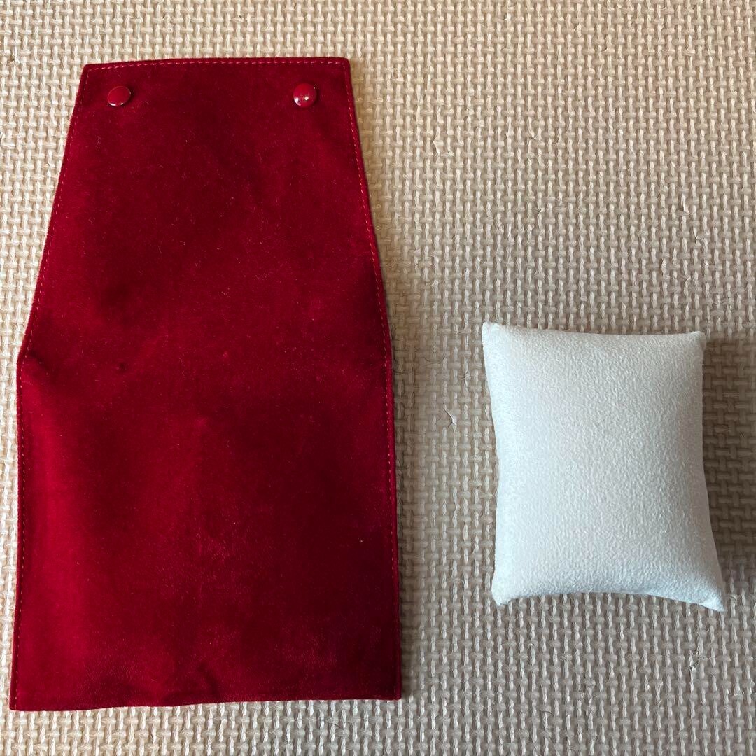 Cartier Velor Accessory Watch Case Mini Pouch Pillow Red Jewelry