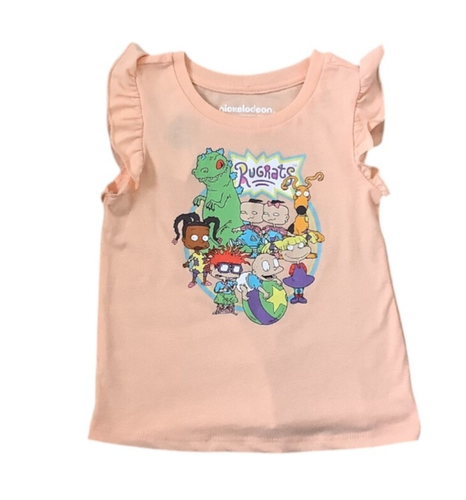 Nickelodeon Rugrats Shirt Toddler Light Orange Sz 3T Ruffle Sleeve Tank Top NWT