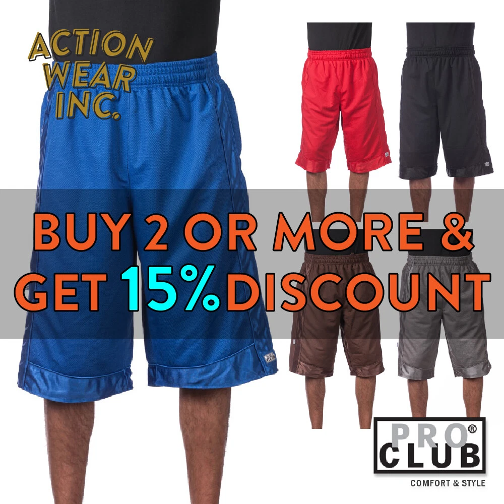 PROCLUB PRO CLUB MENS MESH SHORTS HEAVYWEIGHT CASUAL BASKETBALL SHORTS  ACTIVE