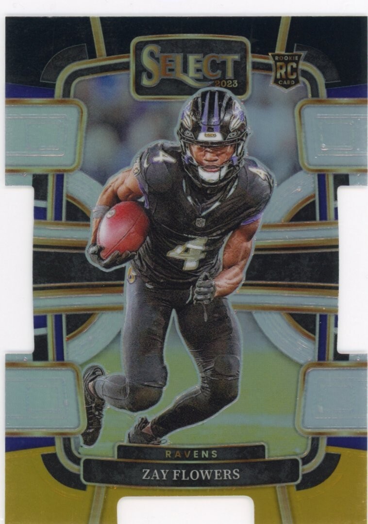 2023 Panini Select - Concourse Black & Gold Prizm Die-Cut - Zay Flowers #8 (RC)