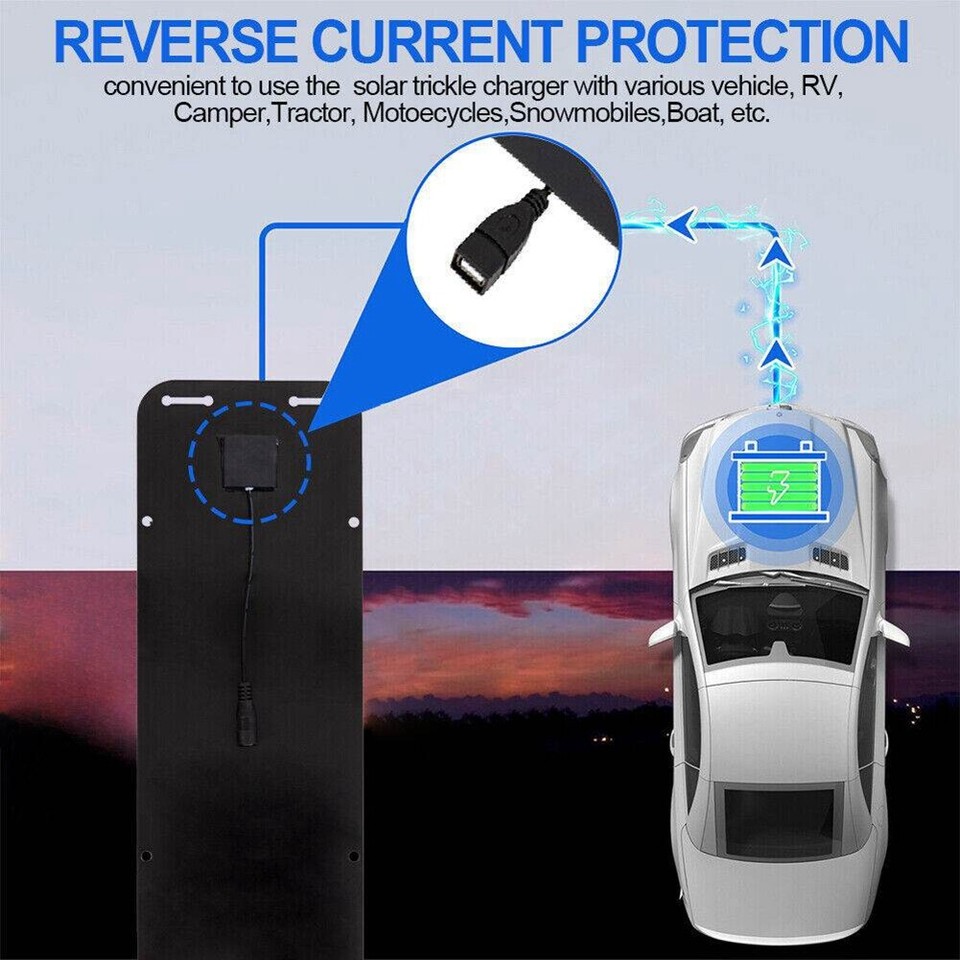 12V 30W Portable Solar Panel Car Boat Solar Panel Battery Maintainer