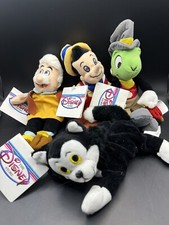 Set 4 DISNEY Store PINOCCHIO GEPPETTO FIGARO Jiminy Cricket BEAN BAG PLUSH Tags
