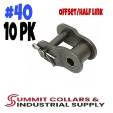 (10 Pack) #40 Roller Chain Offset Links - 1/2" Pitch - Half Link-GREAT QUALITY