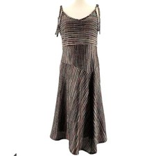 Cato Womens Dress Brown Pink Multi-color Tie Strap Sleeveless Knit Sundress Sz L