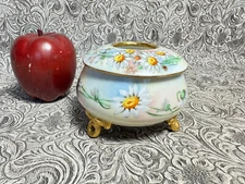 Antique Porcelain PL Limoges France Vanity Hair Receiver Jar Trinket Victorian