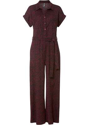 Jumpsuit aus Crepe Gr. 40/42 Dunkelbeere Schwarz Zebra Damenjumpsuit Overall Neu