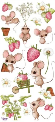 Violette Stickers Strawberry Field Mice Crafts Planner Supply Scrapbook Flowers