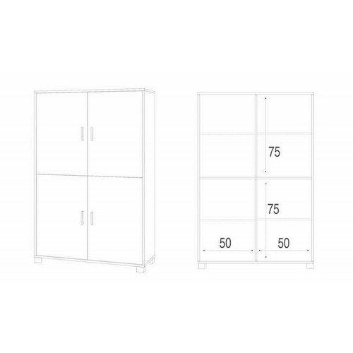 Madia Armadio Noce Bianco Lucido Mobile Credenza 4 Ante Buffet Soggiorno - Foto 6 di 6