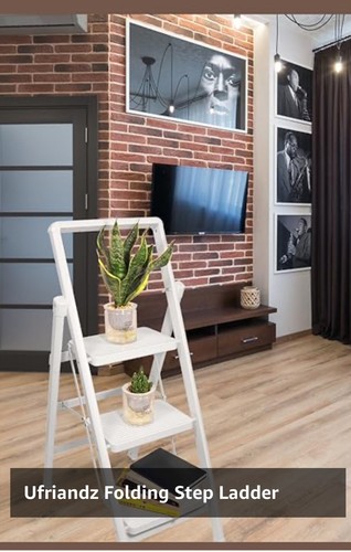 Taburete Plegable Ligero con Escalera de 4 Escalones, Pedal Ancho Antideslizante 330Lbs, Negro - Imagen 7 de 8