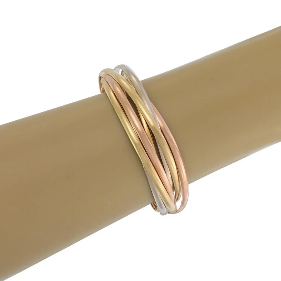 Raro Cartier Trinity Oro 18k Tricolor 3.5mm 7 Brazaletes Entrelazados con Papel Foto 4 de 4