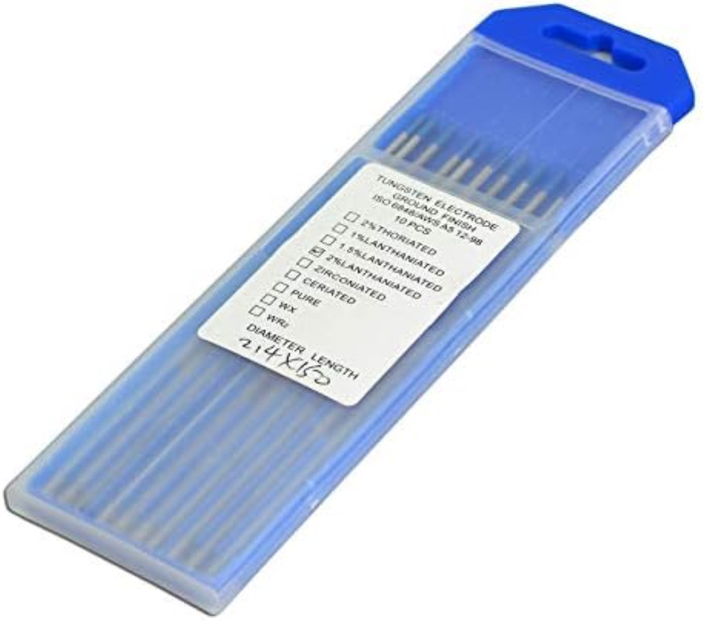 10 Pz Elettrodi Tungsteno RIVERWELD WL20 2.4x150mm Blu per Saldatura TIG