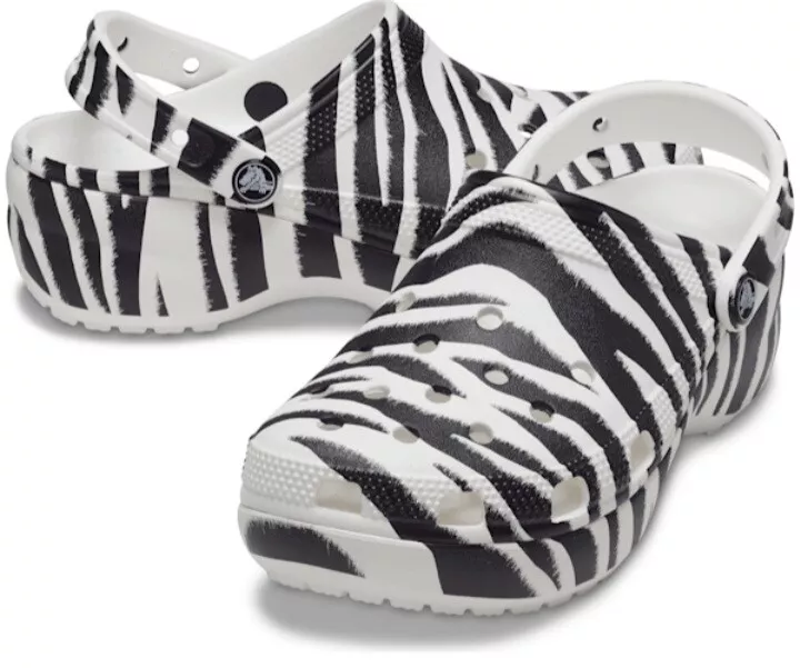 Crocs Womens Classic Zebra Clog Cute, Water Friendly, Stylish & Comfy Shoes  sz 9