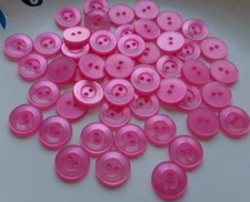 LOT OF 50 PINK COLOR 2 HOLE 9/16 INCH BUTTONS, NEW