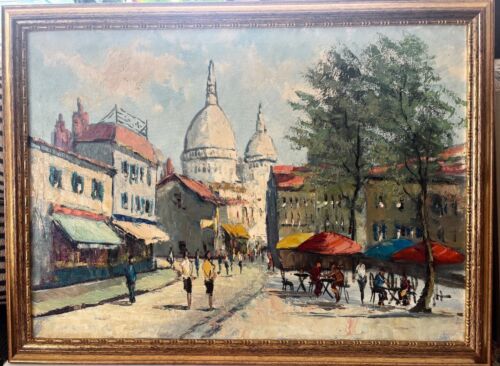 Mid Century French School Impressionist Paris Street View 1950s