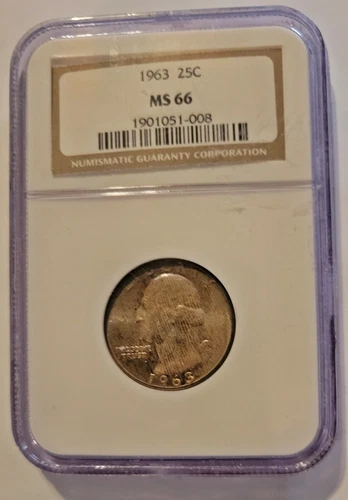 1963 Washington Quarter Original Toning NGC MS66 NP1