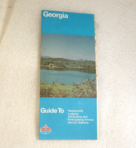 1970er Amoco Highway Karte von Georgia Restaurants Unterkünfte Sehenswürdigkeiten Stationen