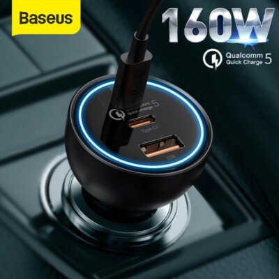160W Auto Ladegerät Schnellladegerät Typ-C USB 3 Ports für iPhone 17 16 15 14 13