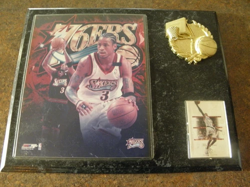 2000 PHOTO FILE ALLEN IVERSON PLACK WITH TRADING CARD