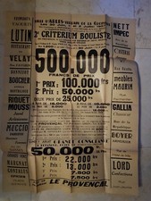 Affiche originale Ancienne  2e CRITERIUM BOULISTE  Ville d'ARLES en 1957