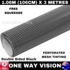 BLACK One Way Vision Perforated Tint Car Window Graphics Privacy Film 1.06M X 3M