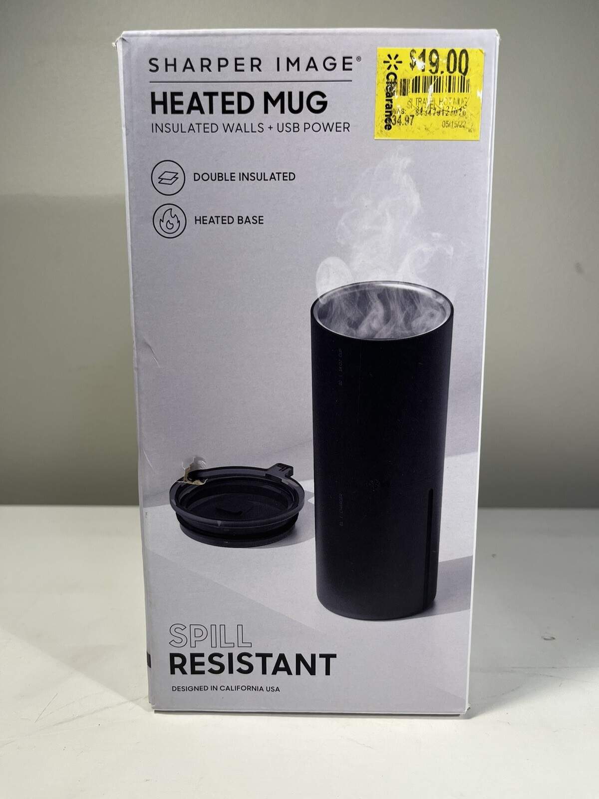 Sharper Image Insulated Heated Travel Mug USB Powered Black