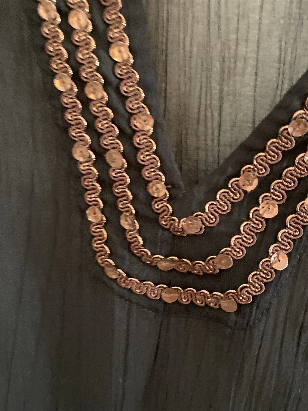 UNDERCOVER Abito lungo copricostume Victoria's Secret M nero bronzo trasparente paillettes spiaggia caftano