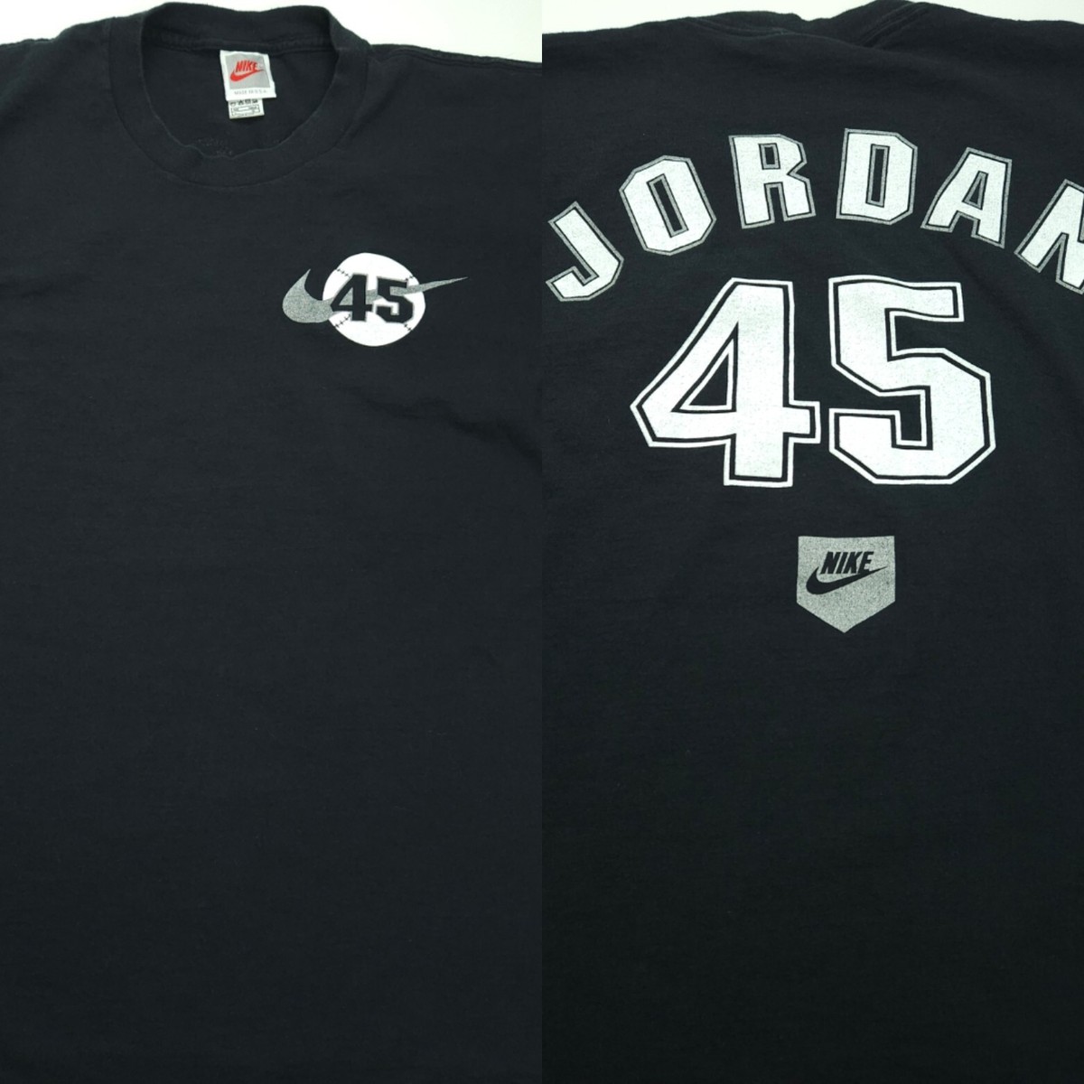 VTG Large Michael Jordan Nike Baseball Black Tee Tshirt Single