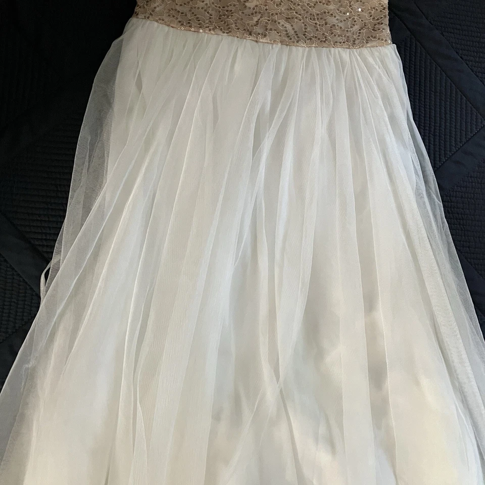 Vestido de fiesta formal Speechless para niños oro rosa y blanco niñas talla 16 lentejuelas Foto 3 de 4