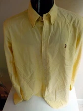 POLO RALPH LAUREN Long Sleeve Button Down Shirt Cotton Yellow SZ XL