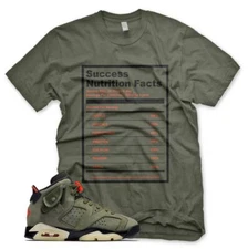 New Olive "SUCCESS FACTS" T Shirt for J1 6 Travis Scott Cactus Jack Olive