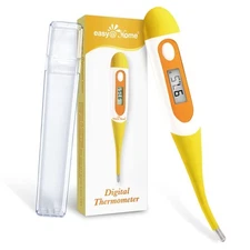 Easy@Home Digital Oral Thermometer for Fever Adults: Rectal, Underarm Yellow 