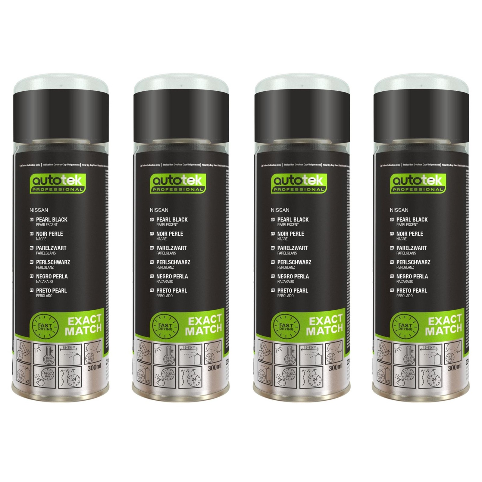 Autotek For Nissan Pearl Black 300mL GAG PBK Exact Colour Match Fast Dry x4