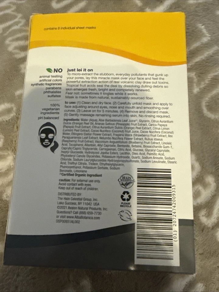 Máscara de hoja de desintoxicación hawaiana Alba Botanica arcilla volcánica anticontaminación paquete de 8 Foto 2 de 4