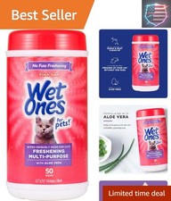 for Cats Freshening Wipes, Multi-Purpose Cat Grooming Wipes with Aloe Vera, H...