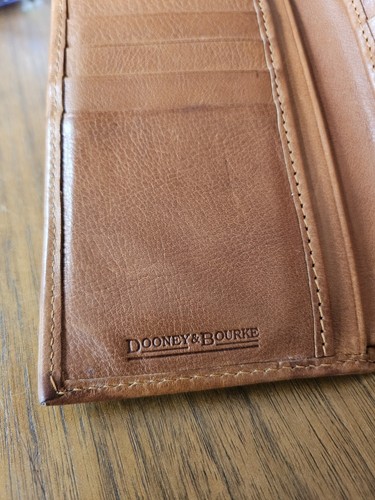 Dooney & Bourke Classic Brown Florentine Leather Flap Trifold Wallet - Picture 4 of 13