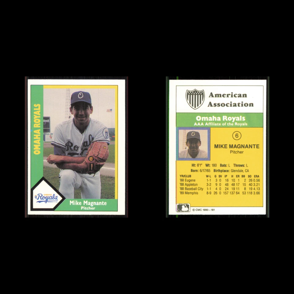 Mike Magnante #181 1990 CMC Minor League Omaha Royals Baseball Card MLB NM - Image 3 of 3