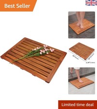 Elegant Teak Wood Bath Mat 61 x 45 cm - Multi-Use Non-Slip Design for Indoors