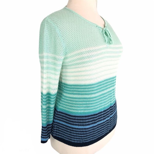 Caribbean Joe Soft Open Crochet Sweater Long Sleeves Keyhole Boat Neck Size XLP - Picture 7 of 11