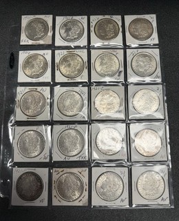 Roll of 20 1921 P Morgan Silver Dollars (mostly AU) U.S. $1 Coins lot set
