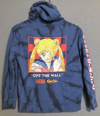 Vans Sailor Moon Hoodie Youth Medium M Blue Tie Dye Fleece Pullover Sweatshirt