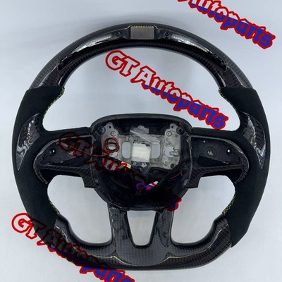 For Dodge Charger Hellcat Challenger with Heated LED Carbon Fiber Steering Wheel