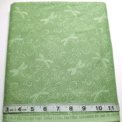 Tonal Green Dragonflies BTY Springs Industries #5532 Cotton Sew Quilt Fabric
