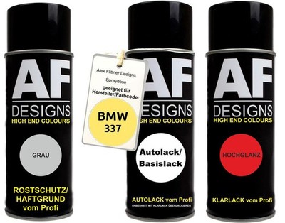 Spraydose Set für BMW 337 Dakargelb II Autolack Klarlack Grundierung Spraydose S
