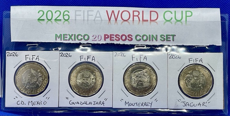 2026 México 20 Pesos FIFA WORL CUP OF SOCCER 4 Coin Set (coins Are In 2x2 Flips)