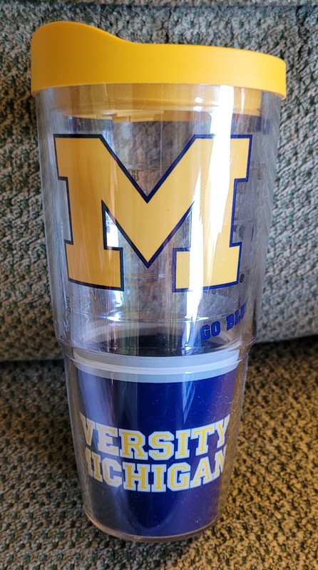 Tervis 24oz Michigan Wolverines Double‑Wall Tumbler w/ Yellow Lid– NCAA U of M