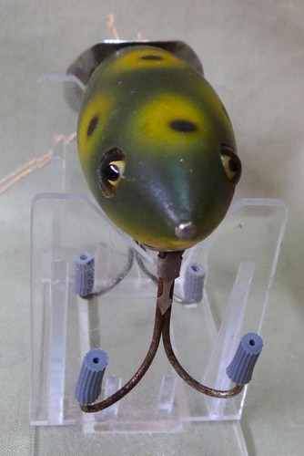 Heddon #1900 Baby Crab Wiggler, Frog Spot OP, 3 1/8", GE, L-Rig, um 1917-23 - Bild 3 von 7