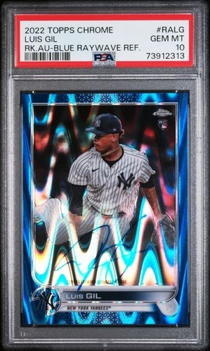 2022 Topps Chrome LUIS GIL Blue Raywave Refractor Auto RC /150 - PSA 10 GEM MT