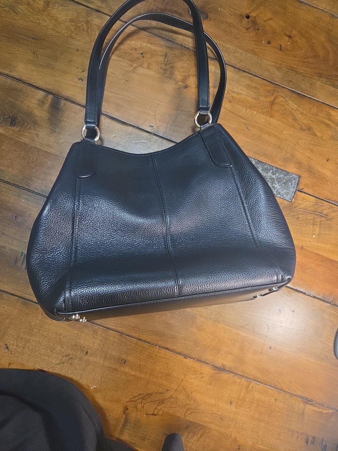 Michael Kors Molly Large Pebbled Leather Shoulder Tote Black Purse 30S2G6ME3L image 4