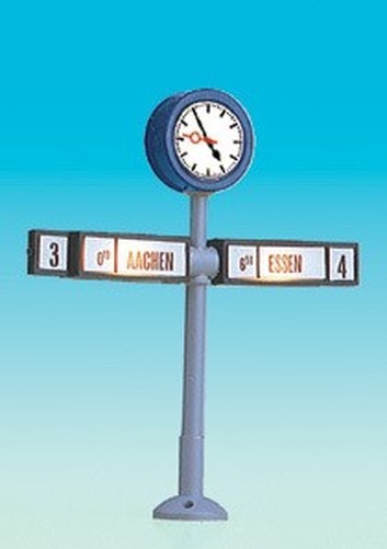 Brawa 5290 HO Scale Illuminated Clock Platform w/Train Direction Signs, 2""